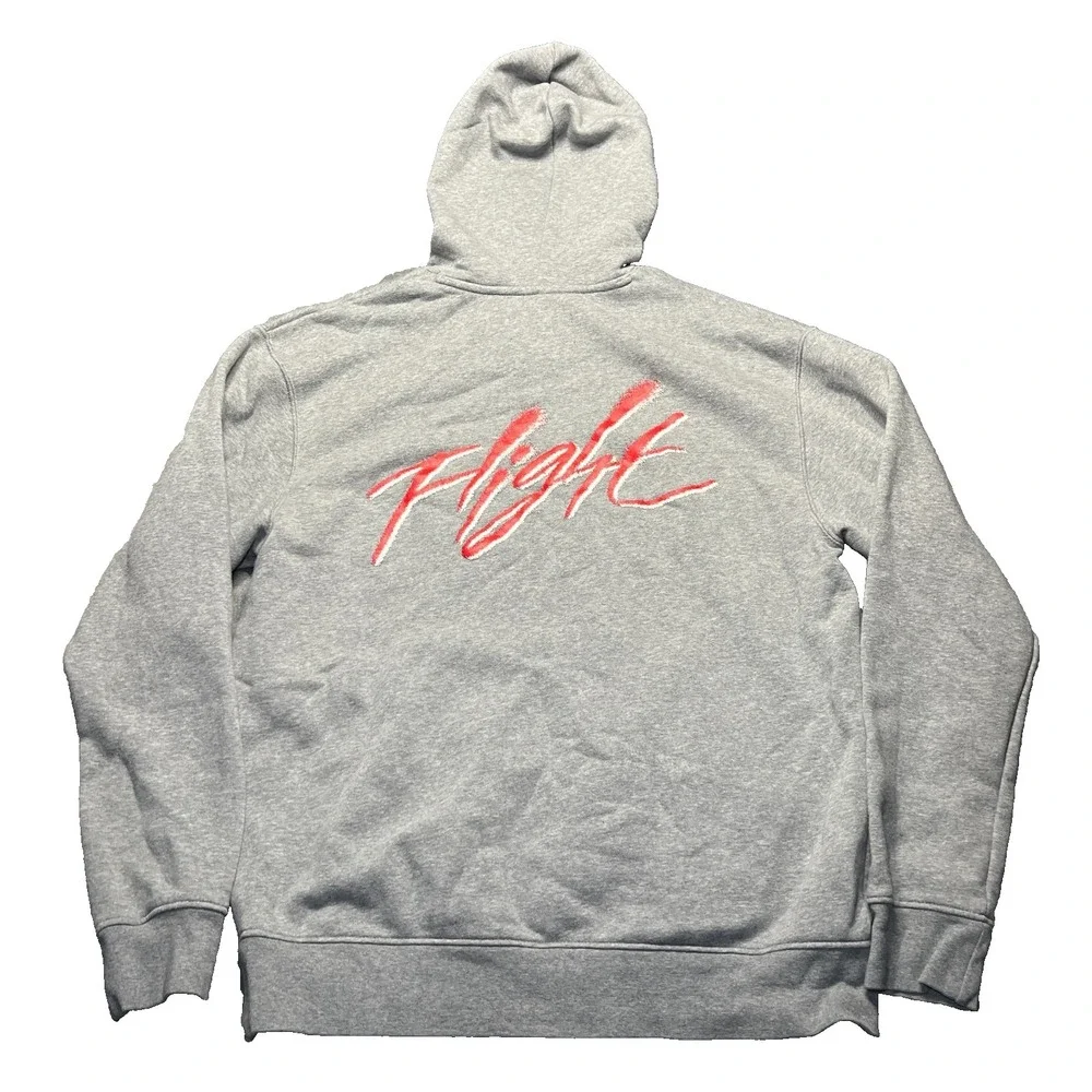 Vtg Air Jordan Flight Hoodie Men's Medium Gray Red Script Jumpman Double Sided